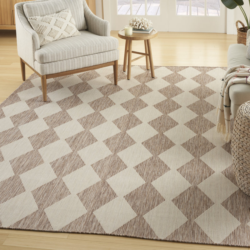 Tapis intérieur / extérieur rectangulaire Positano, Rectangle 8 pi x 10 pi, Beige