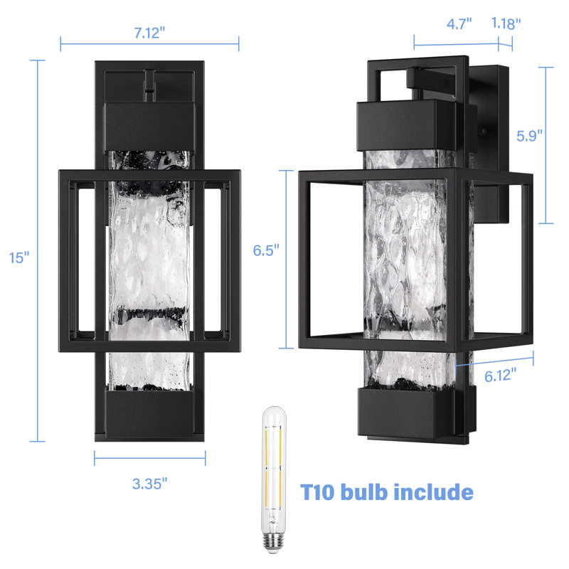 15'' Outdoor Light Fixture, Dusk To Dawn Anti-rust Exterior Wall Lantern for Porch Garage 2-piece set