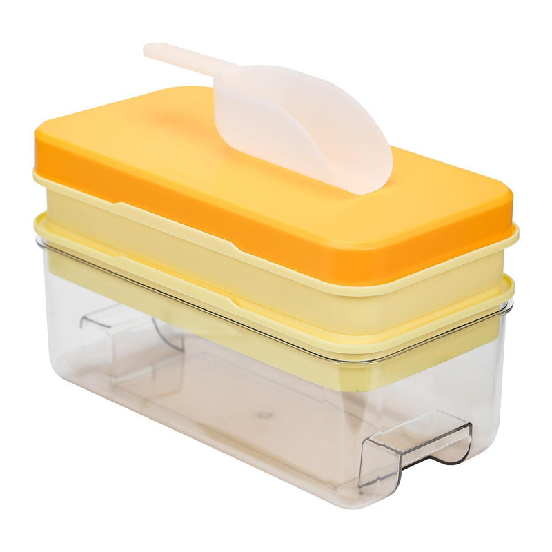 Ice Cube Tray - Cube Ice – Ice Trays With Lid & Bin For Freezer - Mini Ice Cube Maker - 64Pcs – Easy Ice Cube Removal - High-Grade, BPA-Free Silicone -  2 Trays 1 Ice Bucket & Scoop  (Blue)