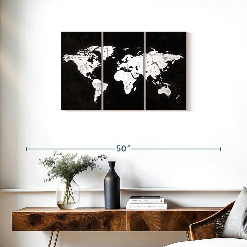 Carte du monde Aliaz White Contrast, H 20 po x l 33 po