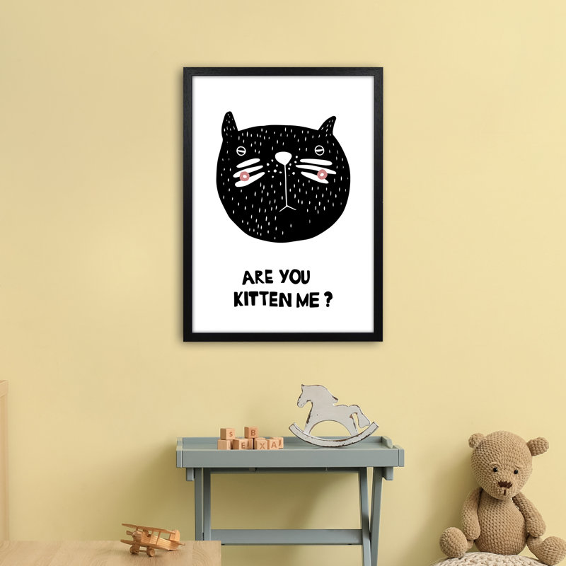 Cat by Miniofmine - Print, 63cm H x 46cm W x 3cm D, Brown Framed