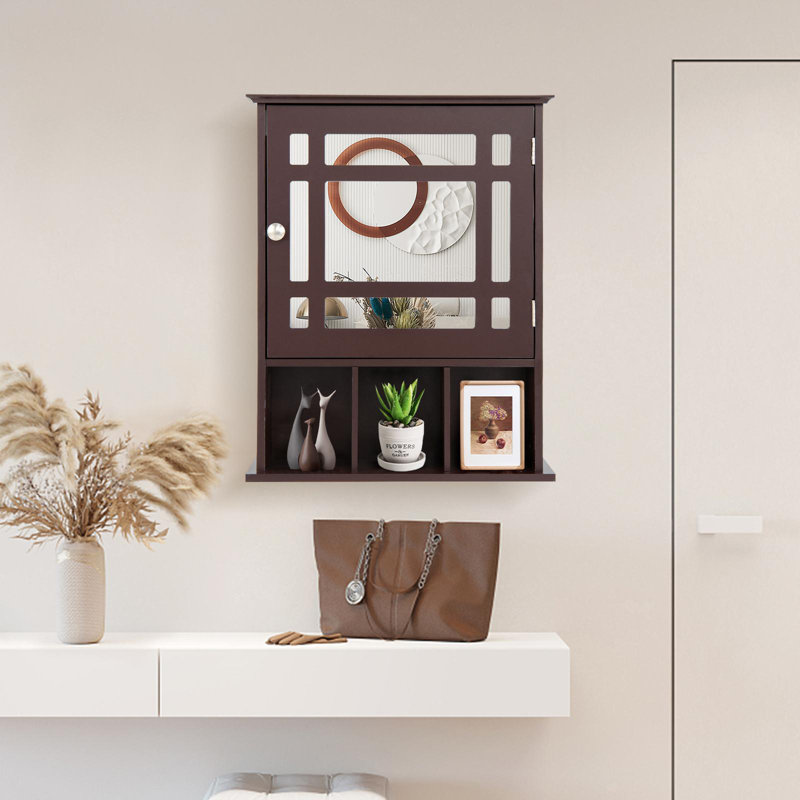 Armoire à pharmacie avec miroir réglable, armoire de rangement murale avec tablette réglable Winston Porter, armoire de rangement à miroir pour salle de bain intérieure