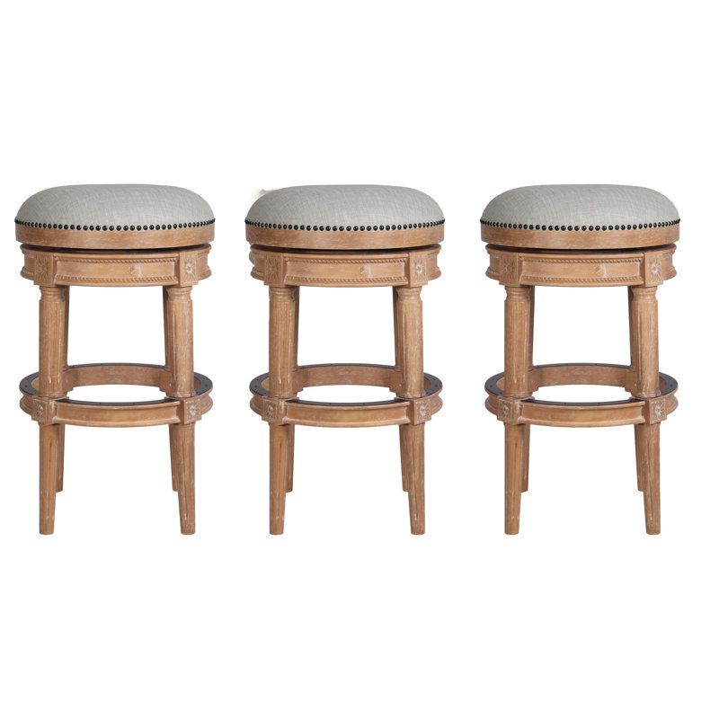 Tabouret de bar et de comptoir Mehar, Naturel patiné, 3, Tabouret de comptoir (siège d'une hauteur de 26 p