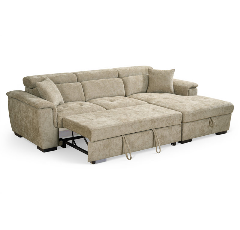 Howerton 4 Seater Chenille Sofa Bed, Beige