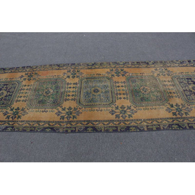 Vintage Turkish Runner Rug Boasts An Elegant Floral Pattern With Rich Colors For Hallway Decor