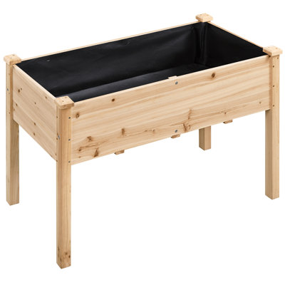 Rigney  Outdoor Fir Wood Elevated Planter with Fabric Liner & Drainage Holes