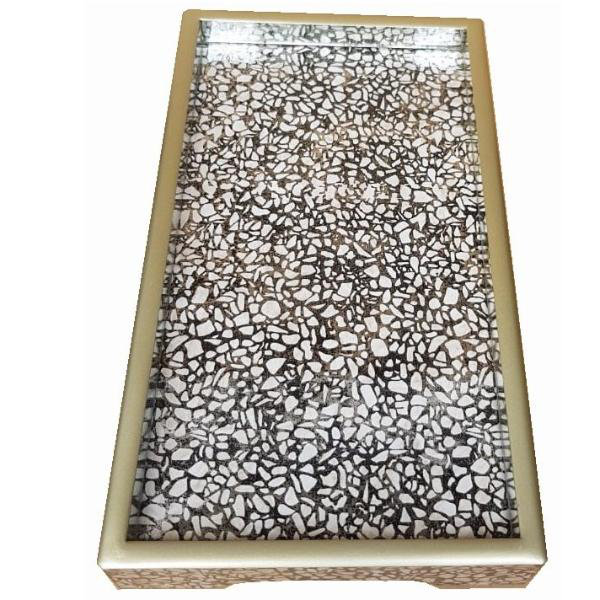 Handmade Reverse Painted Mirror Serving Tray, 1.6" H x 12.2" W x 6.7" D