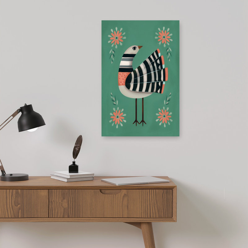 «Whimsical Teal Bird», impression d'art mural, 18" H x 12" W
