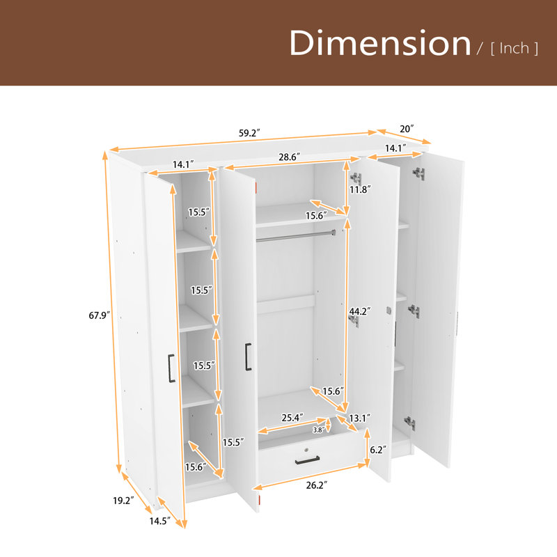 Armoire 4 portes avec 1 tiroir