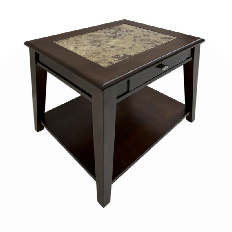 Classic Design Wooden End Table With Drawer Bottom Shelf 1Pc Living Room Furniture Side Table