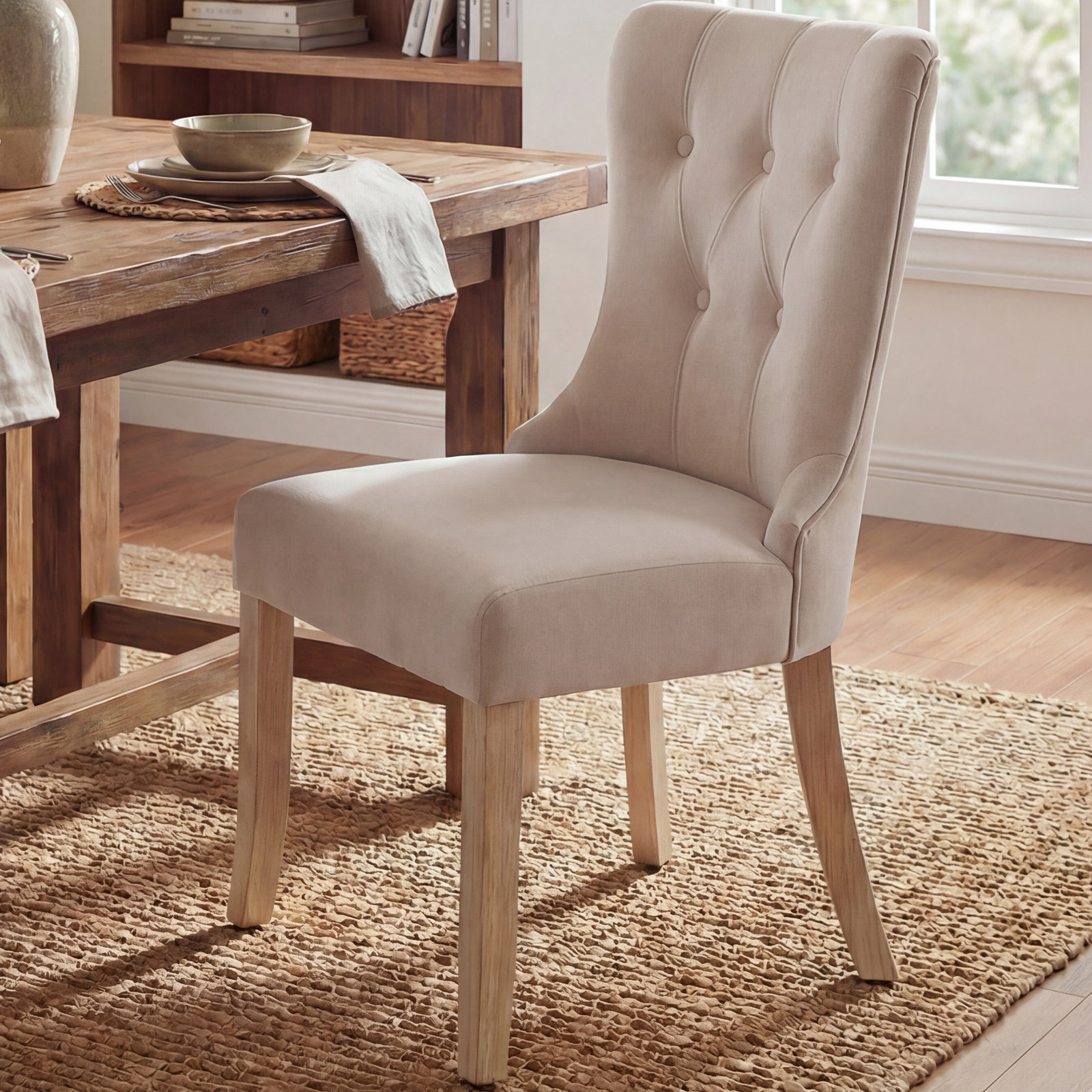 Robbie Dining Chair, Beige Polyester Blend