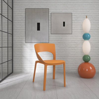 Chaise d'appoint moderne en PP pour intérieur et extérieur, conception monobloc (ensemble de 4)