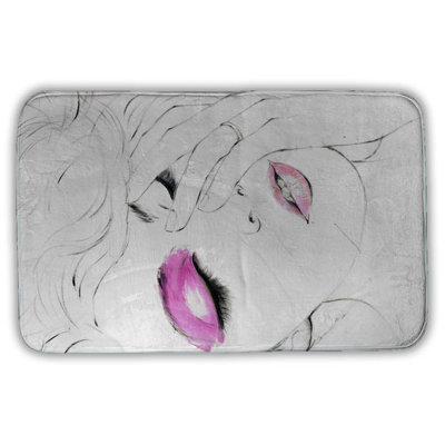 Pink makeup Bath Mat with Non-Slip Backing - Quick Dry Memory Foam Bathroom Rug - Absorbent - Modern Plush Spa-Style - Machine Washable
