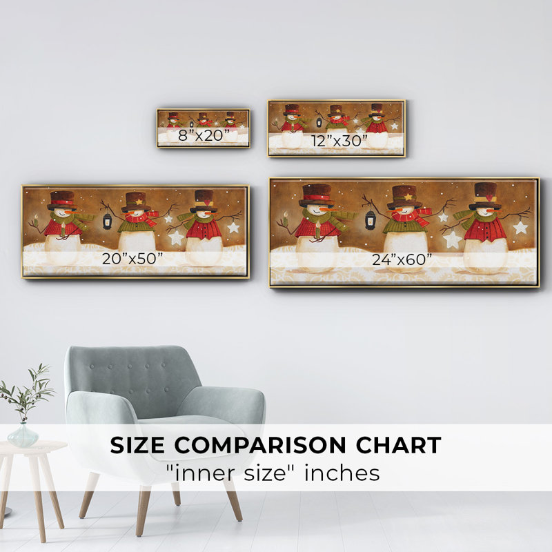 Top Hat Snowmen- Framed Canvas