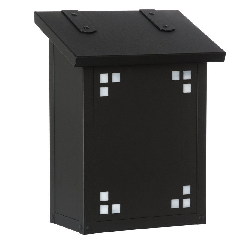 Pasadena Brass Wall Mounted Mailbox, Wispy White, Textured Black