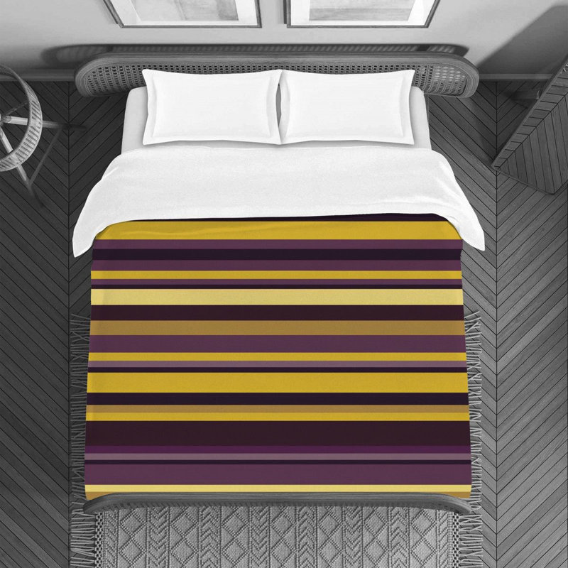 Housse de couette en microfibre , Housse de couette pour lit simple, Mauve/jaune
