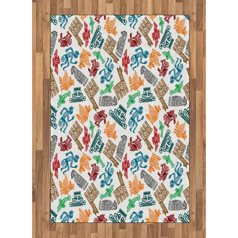 Tribal High Density Long Fiber Poly Threads Decorative Area Rug Carpet, Rectangle 4' x 5'8"