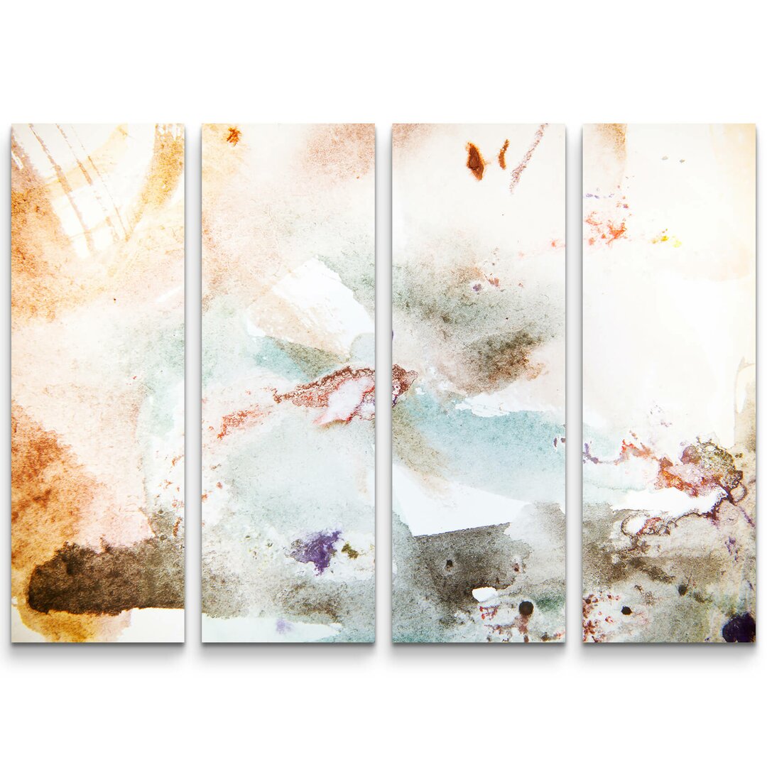 4-tlg. Leinwandbilder-Set Aquarell in beige und braun