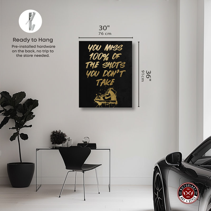 Gold and Black Motivational Quote Canvas Wall Art, 36" x 30"