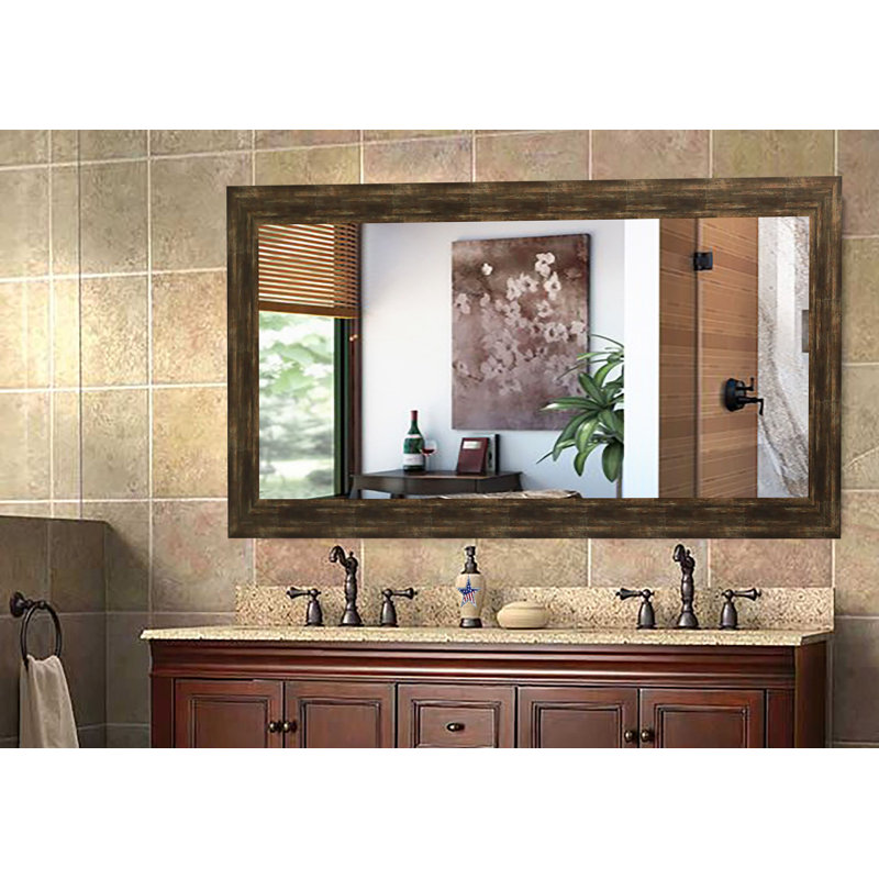 Kristo Rectangle Wall Mirror, 53.5" H x 35" W, Brown