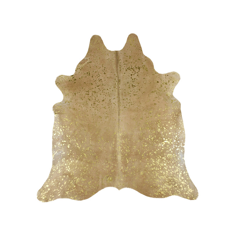 Algot Handmade Cowhide White/Gold Area Rug