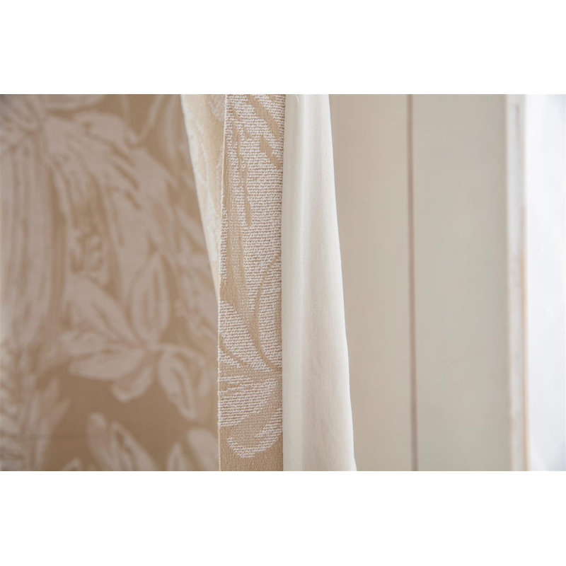 Zamora Chenille Jacquard Ring Top Curtains Pair, Cream, 168cm Width x 229cm Drop