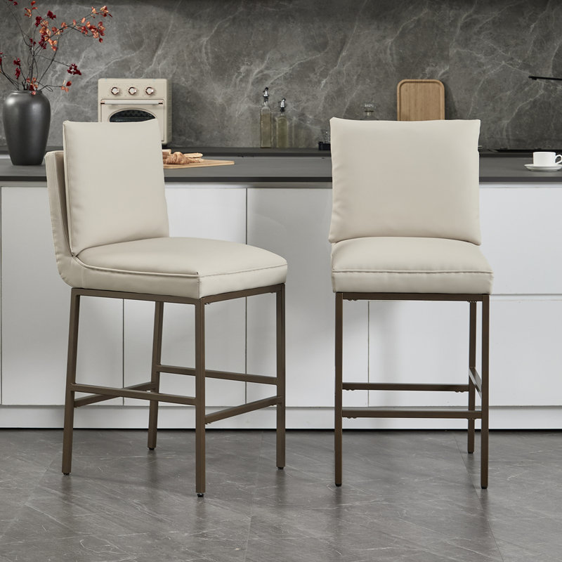 Tabourets de bar modernes avec tabourets de bar rembourrés avec dossier et pieds en métal Modern, Gris