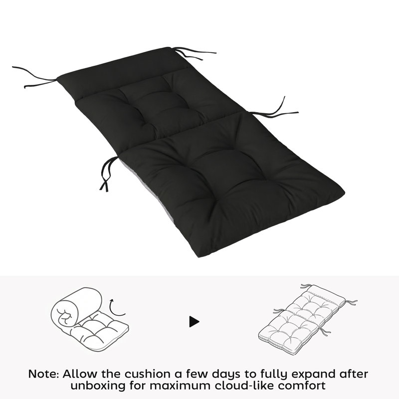 Outsunny Garden Chair Cushions Waterproof Set of 4, Black