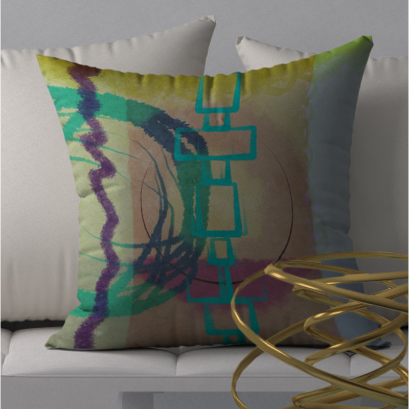 Abstract Reversible Throw Pillow, 20" H x 20" W