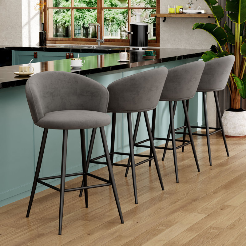 Yes Upholstered Bar Stool, Gray, 61cm