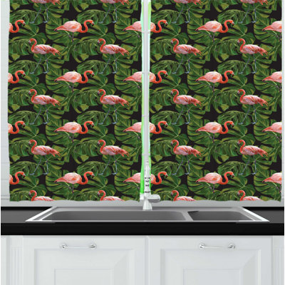 Floral Ruffled Kitchen Curtain