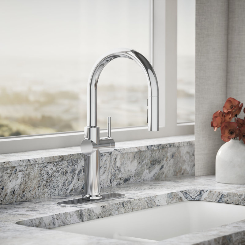 Robinet de cuisine à poignée simple Kohler Crue, Chrome poli