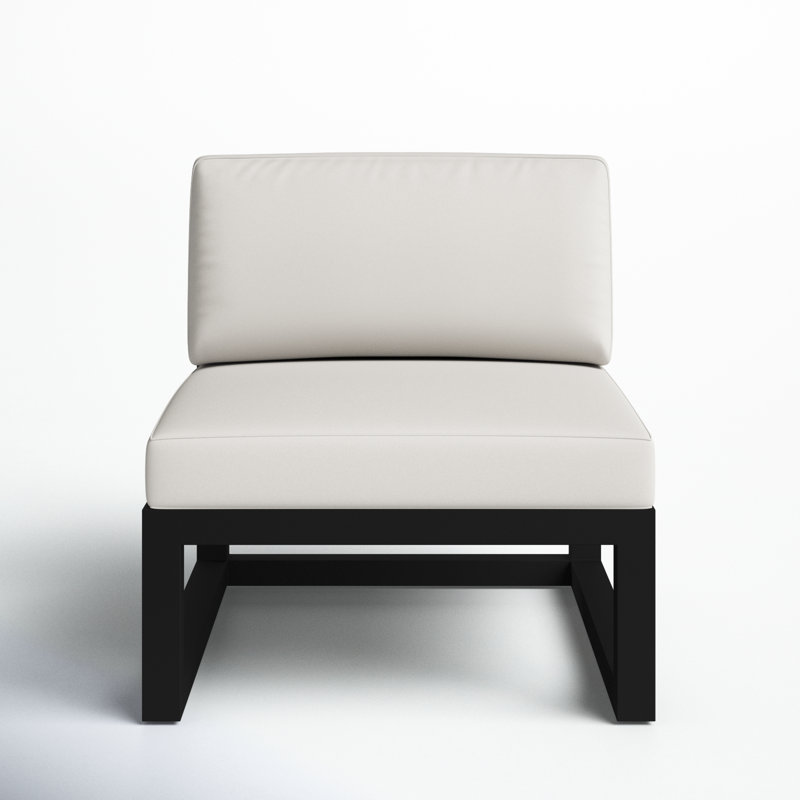 Smith Powder Coated Aluminum Outdoor Armless Lounge Chair , Sunbrella® Cushions Included, Canvas Natural Sunbrella® Canvas