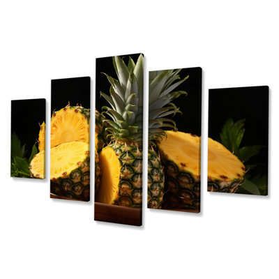 Sliced Pineapples Food - Food & Beverage Canvas Wall Art - 5 Panels