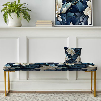 Banc floral rembourré or