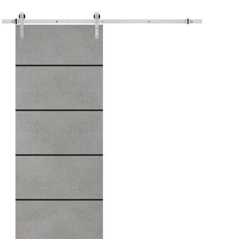 Porte de grange en bois massif massif, Béton, 28 po x 80 po