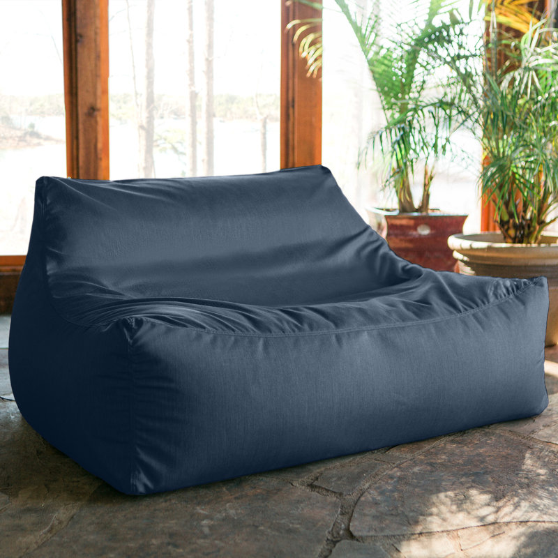 Lavista Outdoor Bean Bag Loveseat Modern Patio Sofa, Navy Sunbrella®