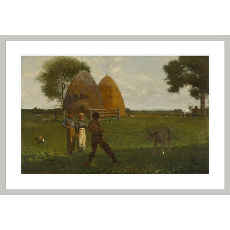 «Weaning the Calf» par Winslow Homer, impression giclée sur cadre, 28,9 po H x 41,5 po L
