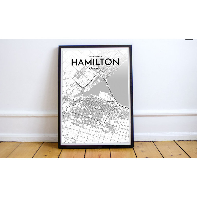 Hamilton City Map 1 Piece Wall Art, 51 cm H x 41 cm W