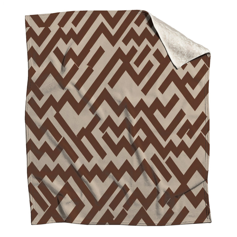 Couvertures brunes à motif en zigzag, L 60 po x H 80 po
