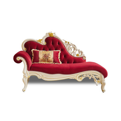 European Style Solid Wood Indoor Chaise Lounges Upholstered Chaise Lounge