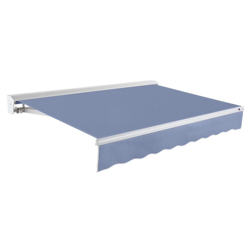 Awntech Destin Patio Retractable Awning with Protective Hood, Dusty Blue, 10' W x 8' D, Right Motor