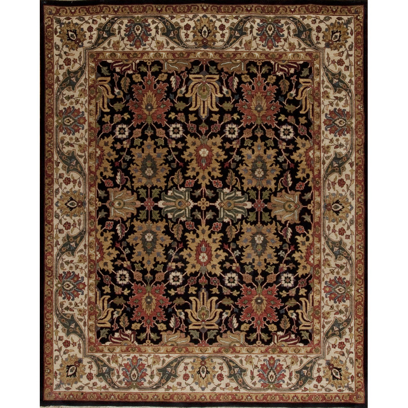 Tapis noir / brun en laine noué à la main Mahal, Rectangle 12 pi x 18 pi