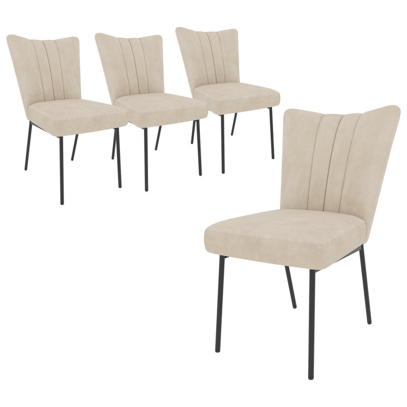 Daina 34.2"H Modern Kitchen Dining Chairs, Upholstered Dining Chairs, Parsons Chairs with Stable Steel Legs, Solid Back Conference Chairs (4 Chairs)