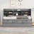 Twin Wooden Bed With Built-In Shelf Storage, 3 Storage Compartments And Trundle In Grey Book Spacious Drawers +-1179192963