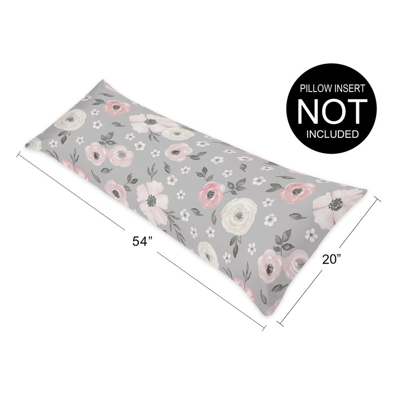Watercolor Floral Body Support Pillowcase, Pink/Gray