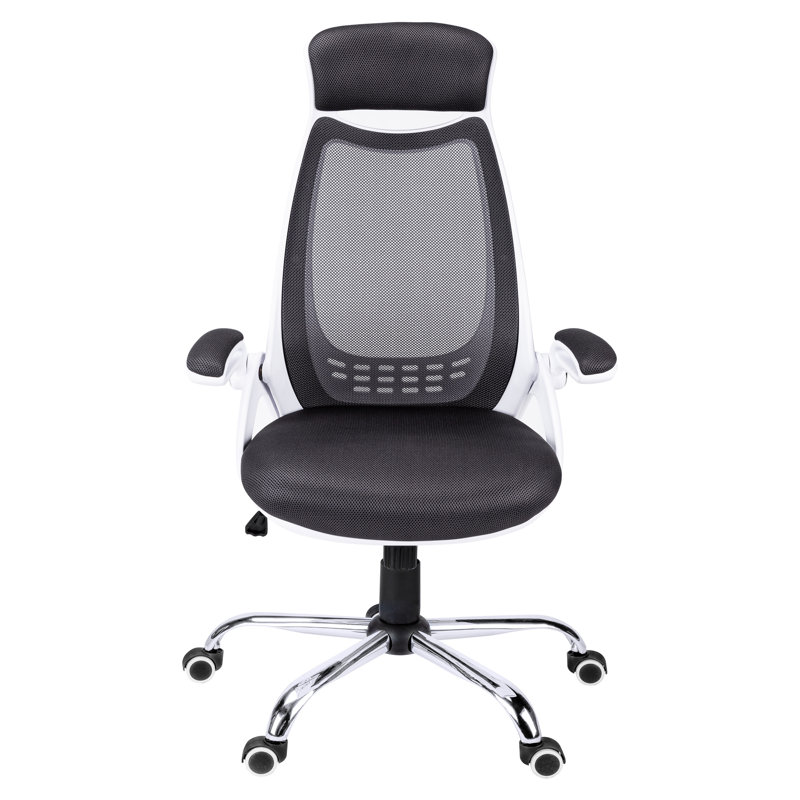 Chaise de bureau ergonomique avec tissu respirant, hauteur réglable, filet gris, base en métal, chaise de travail, hauteur et confort