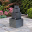 Fontaine d'extérieur à plusieurs niveaux avec débit réglable, ciment gris doux, hauteur 41,7 pouces