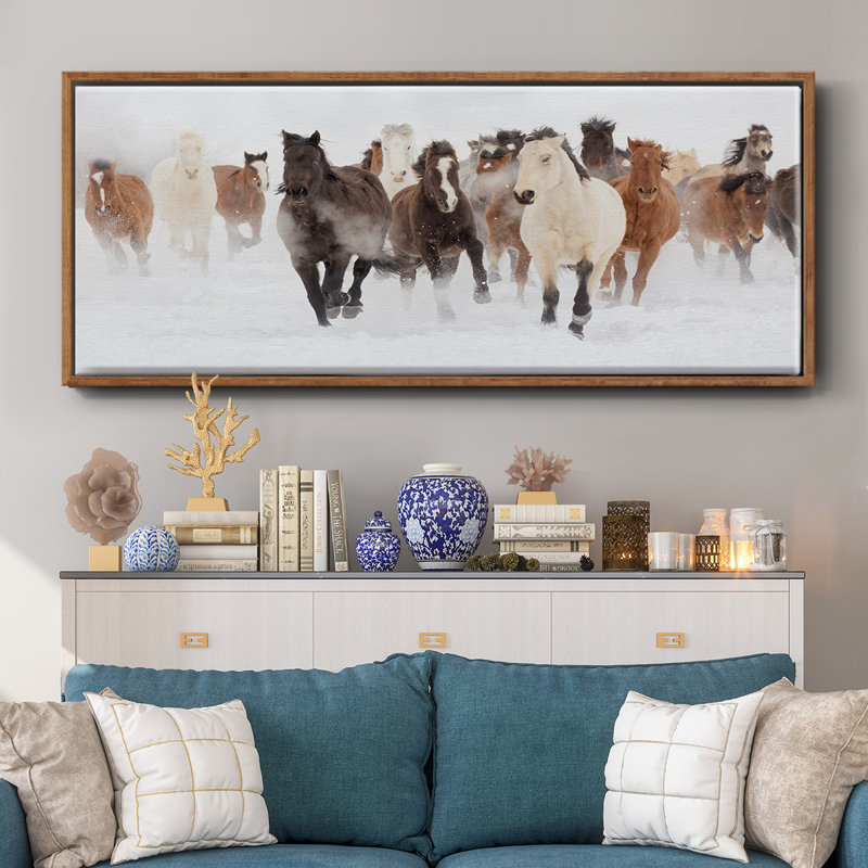 Pasture Run- Framed Canvas, 20" H x 50" W