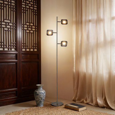 Lampe sur pied à DEL avec panneaux réglables à intensité variable pour le salon, le bureau et la chambre à coucher - Lampe sur pied peu encombrante avec projecteur à 360 degrés